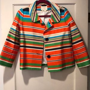 Kate spade cropped stripe silk jacket